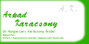 arpad karacsony business card